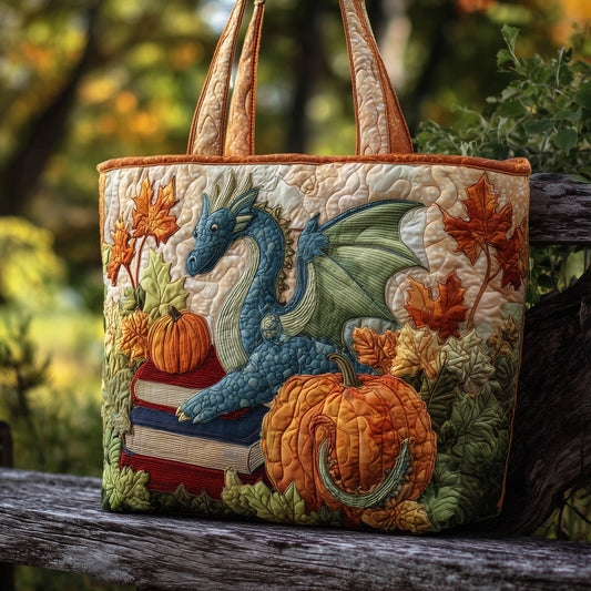 Dragon Autumn Leaves Quilted Tote