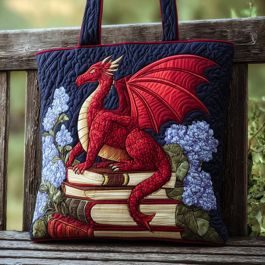 Red Dragon Books Flowers Quilted Tote