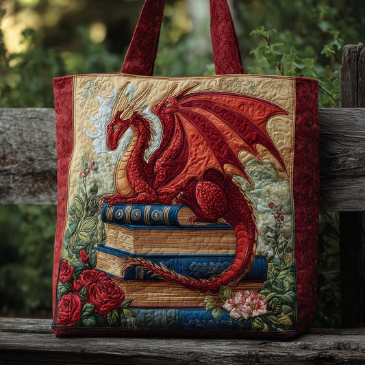 Red Dragon On Books Tote Bag