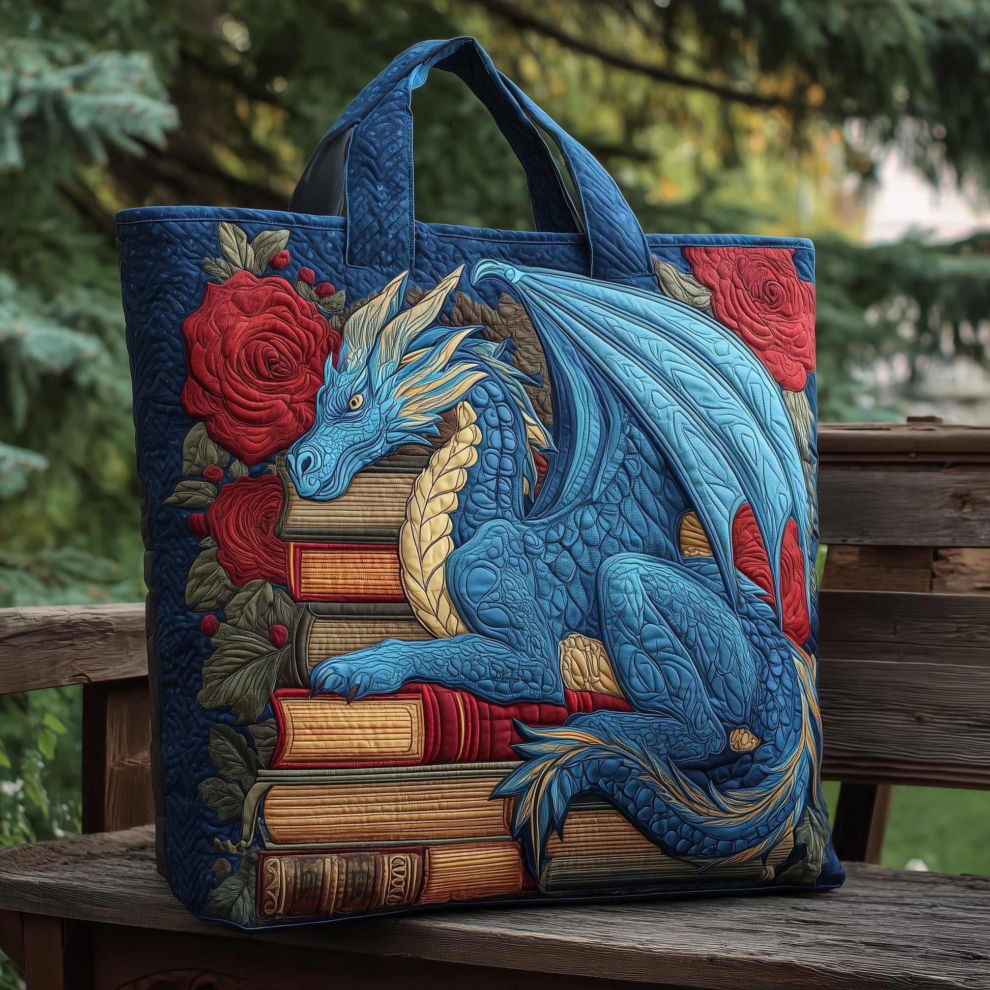 Everyday Blue Dragon Quilted Tote