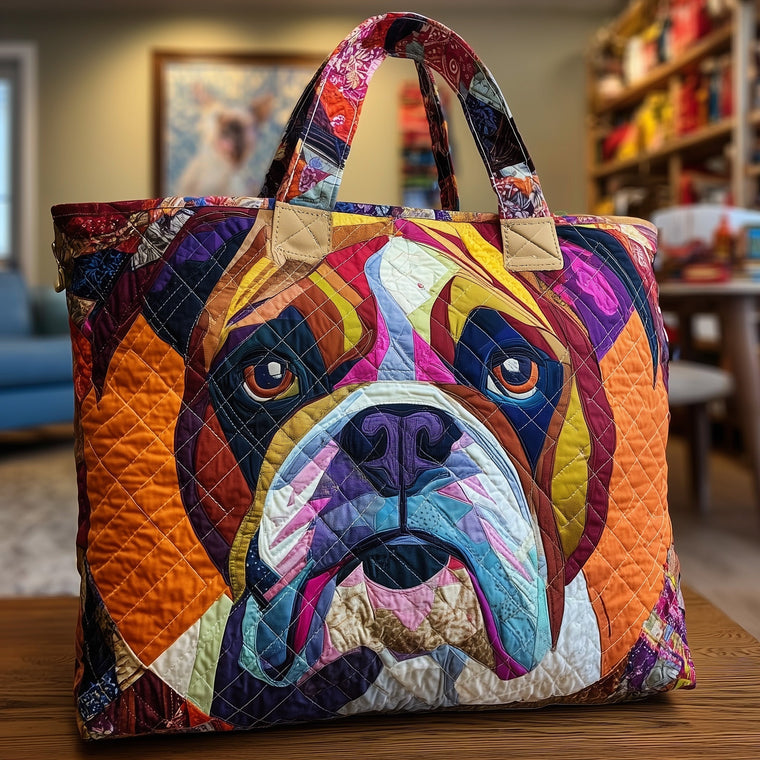 Colorful Bulldog Face Tote Bag