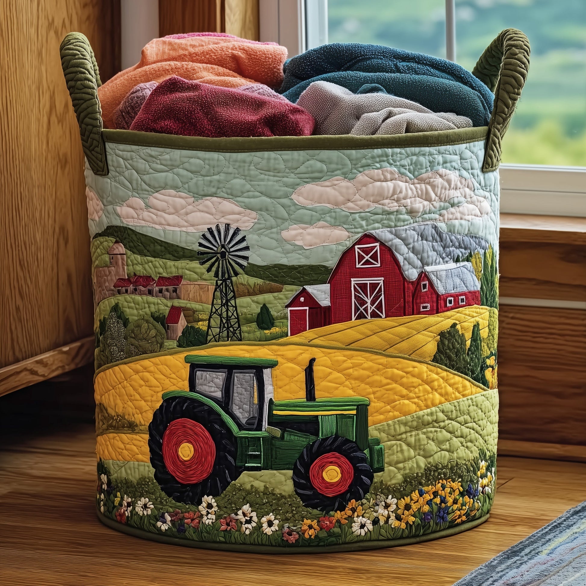 Peaceful Meadow Laundry Quilted Tote