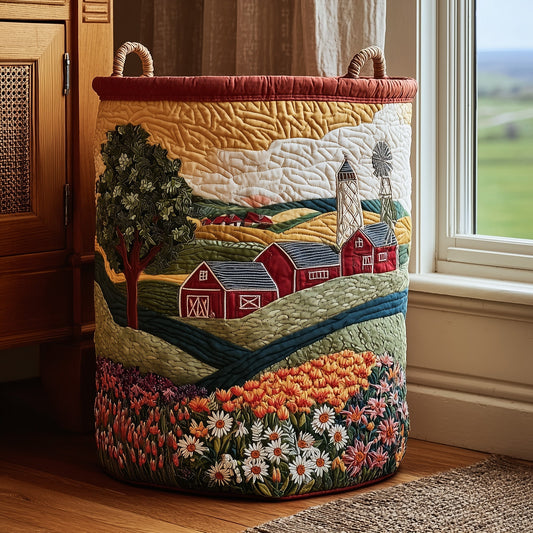 The Peaceful Barn Quilted Laundry Basket Tote