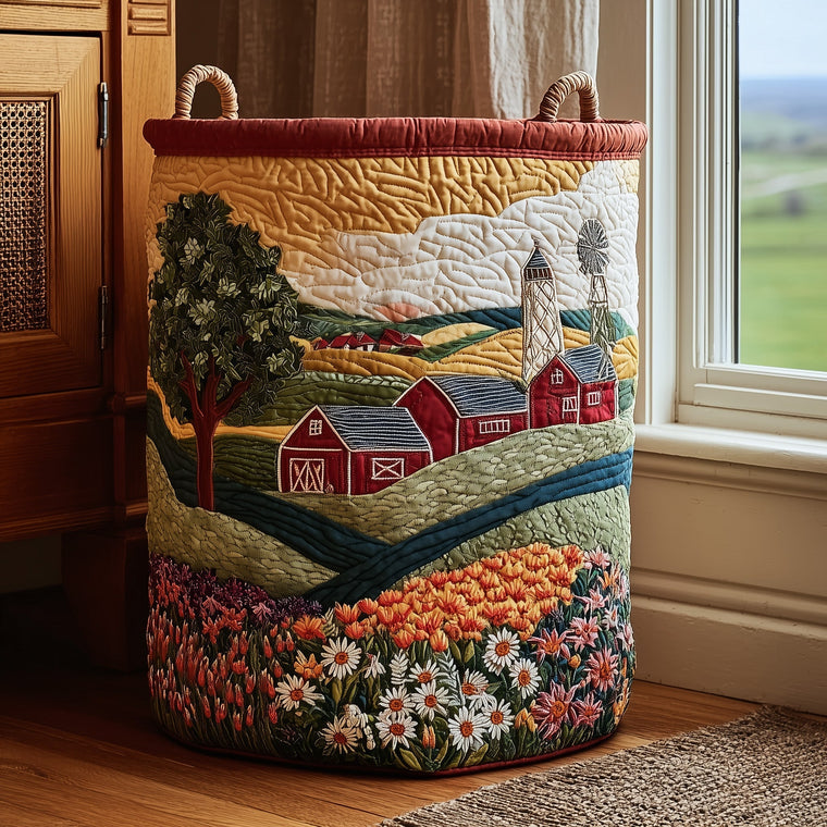The Peaceful Barn Quilted Laundry Basket Tote