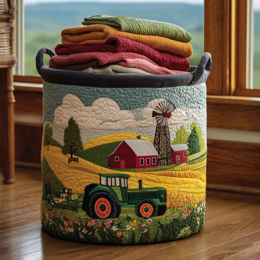 The Tractor Dream Quilted Laundry Basket Tote