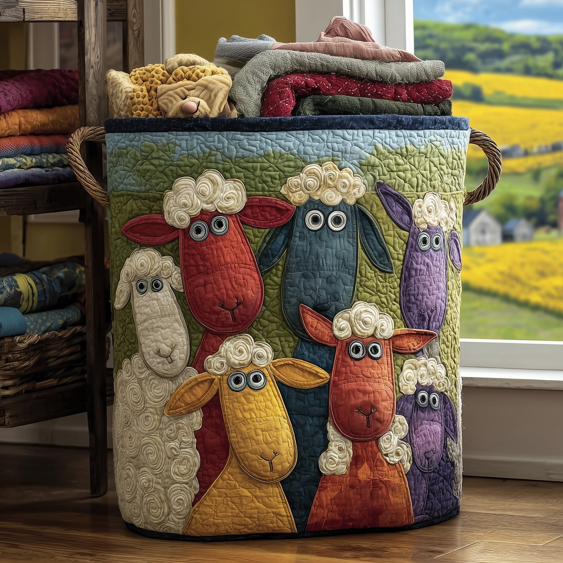 The Sheep Heaven Quilted Laundry Basket Tote 5884
