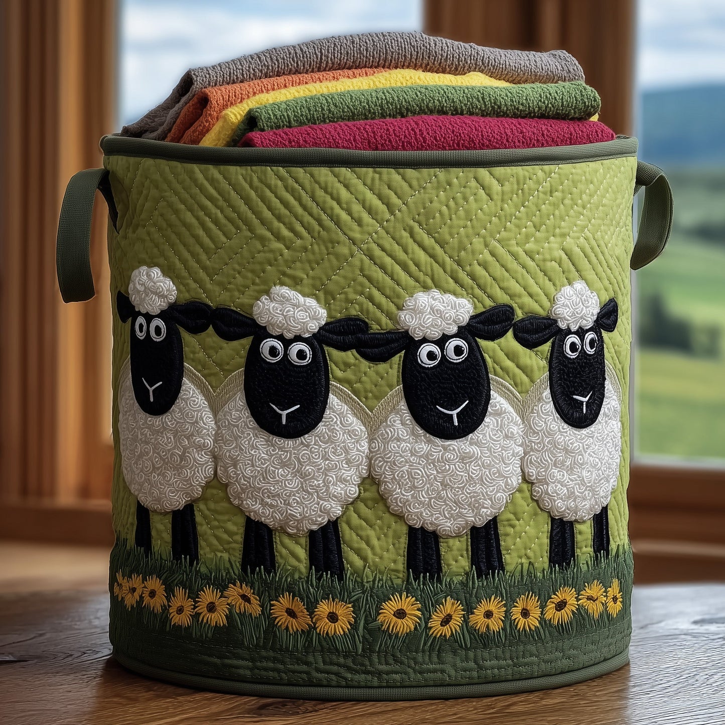The Sheep Heaven Quilted Laundry Basket Tote 5888