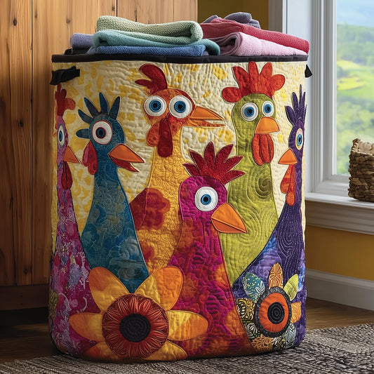 The Funky Chicken Quilted Laundry Basket Tote 5898