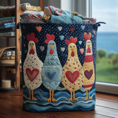 The Chicken Dream Quilted Laundry Basket Tote 5903