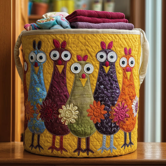 The Whimsical Chicken Quilted Laundry Basket Tote 5906