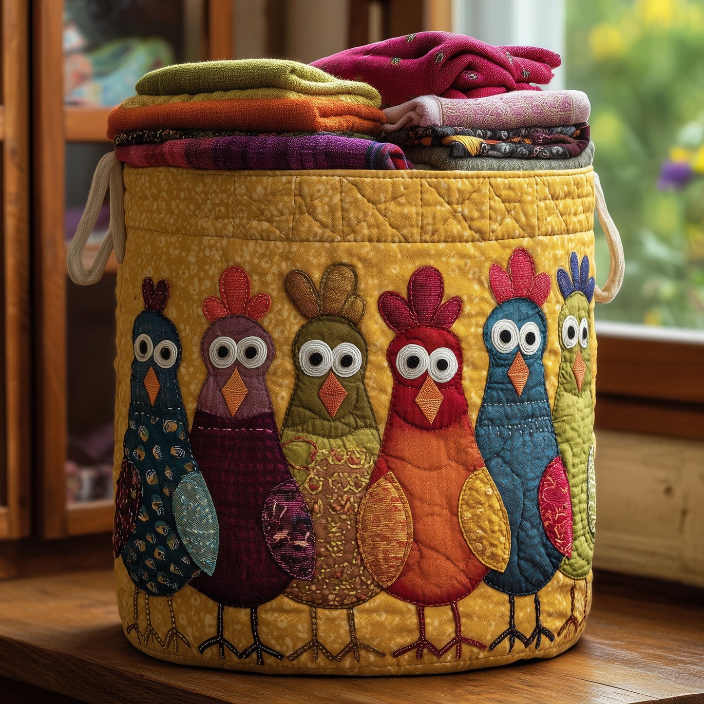 The Whimsical Chicken Quilted Laundry Basket Tote 5907