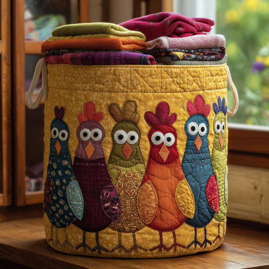 The Whimsical Chicken Quilted Laundry Basket Tote 5907