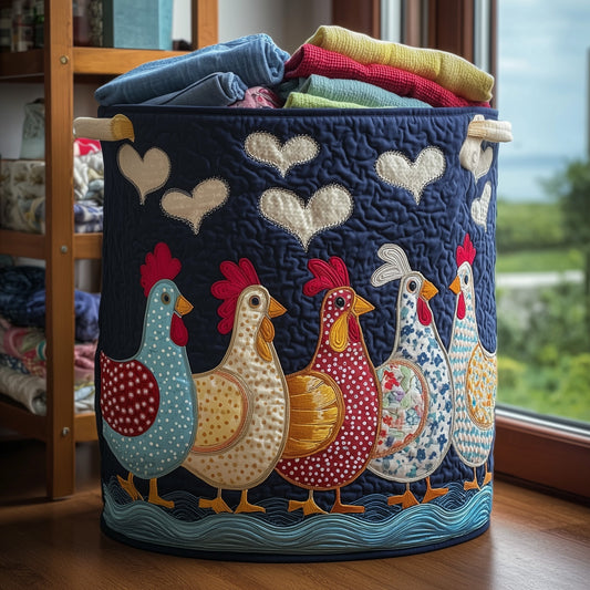 The Whimsical Chicken Quilted Laundry Basket Tote 5908