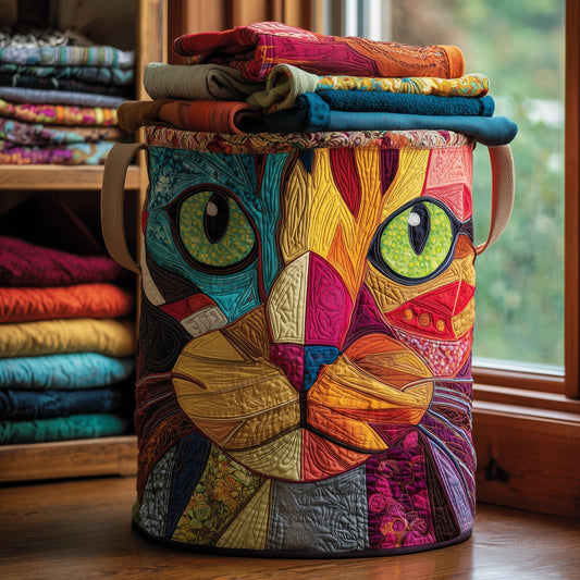 The Funky Cat Quilted Laundry Basket Tote 5913