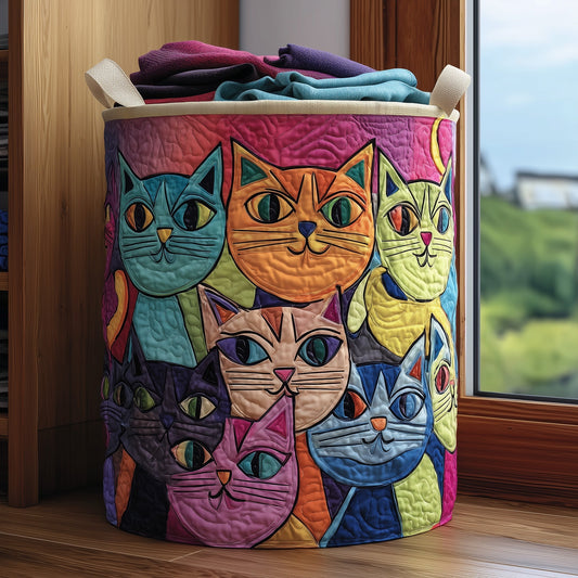 The Funky Cat Quilted Laundry Basket Tote 5918