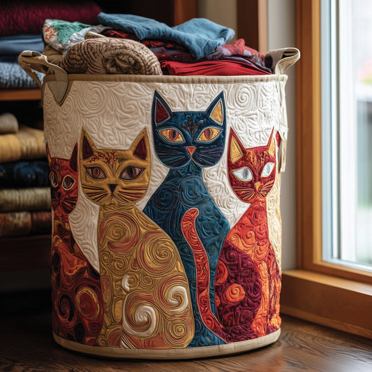 The Swirl Cats Quilted Laundry Basket Tote