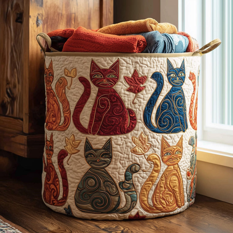 The Whimsical Cat Quilted Laundry Basket Tote 5920
