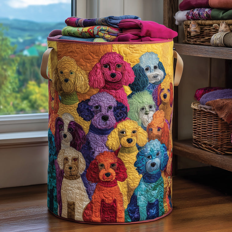 Playful Poodle Laundry Quilted Tote