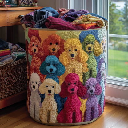 The Playful Poodle Quilted Laundry Basket Tote 5924