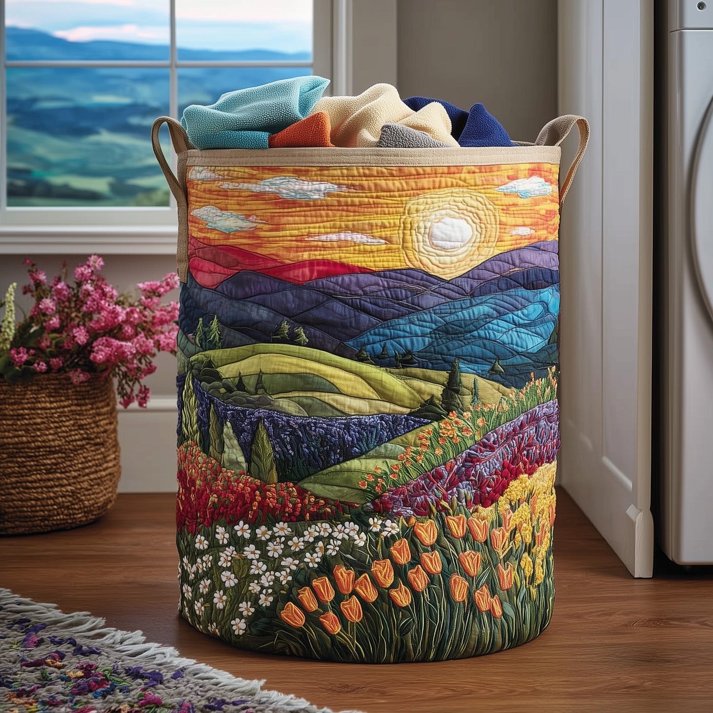 The Blooming Hill Quilted Laundry Basket Tote 5937