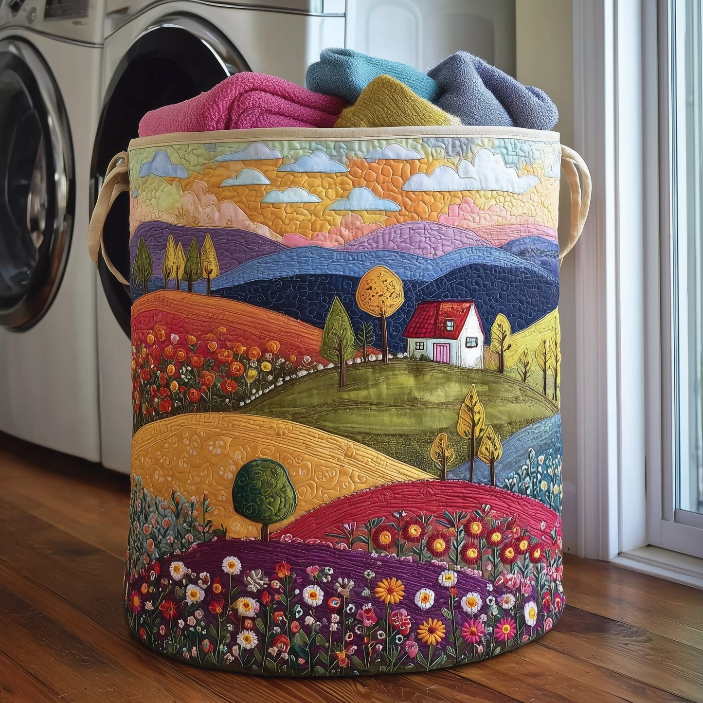 The Valley Heaven Quilted Laundry Basket Tote 5944