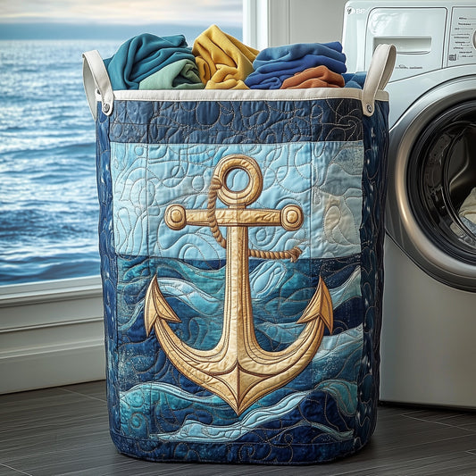 The Nautical Anchor Quilted Laundry Basket Tote 6221