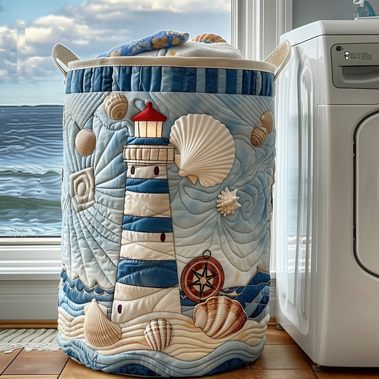 The Nautical Lighthouse Quilted Laundry Basket Tote 6223