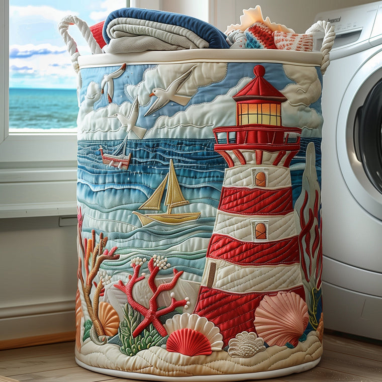 Nautical Lighthouse Laundry Quilted Tote