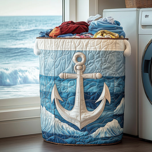 The Nautical Anchor Quilted Laundry Basket Tote 6226