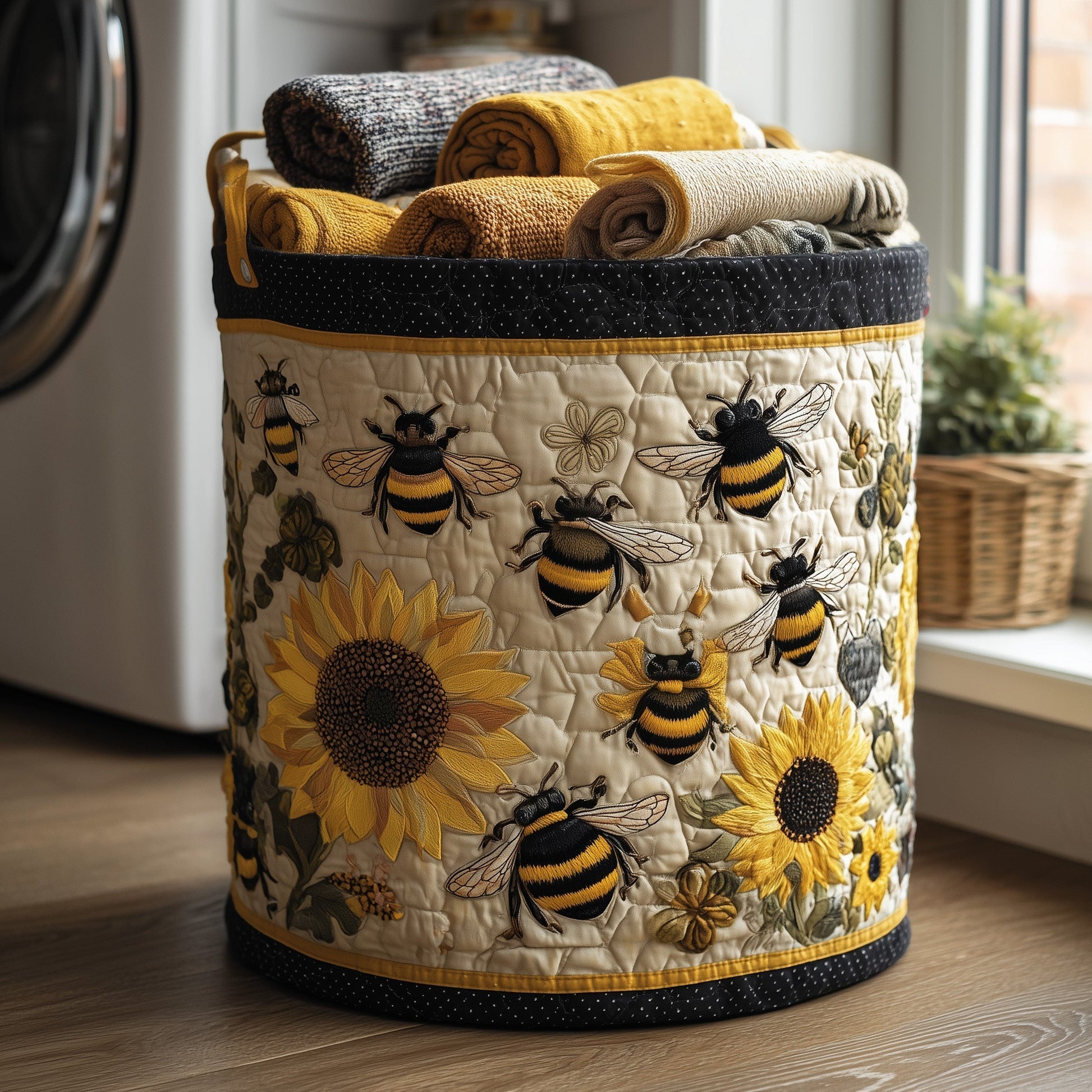 The Bee Heaven Quilted Laundry Basket Tote
