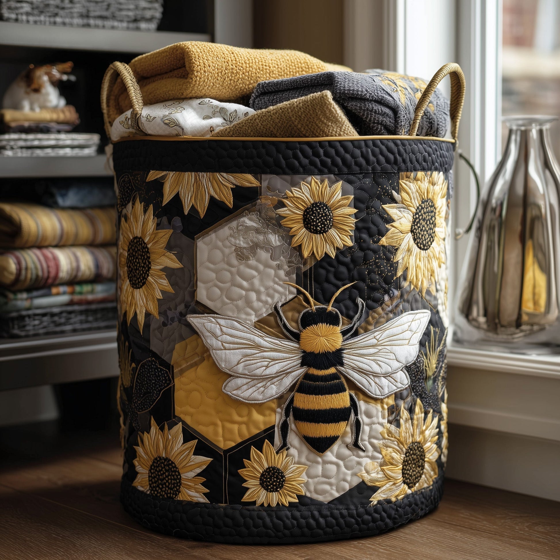 The Bee Dream Quilted Laundry Basket Tote