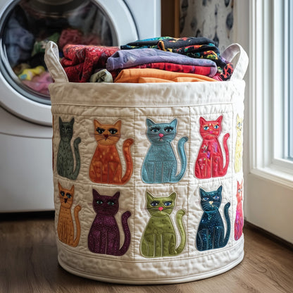 The Playful Cat Quilted Laundry Basket Tote 6244