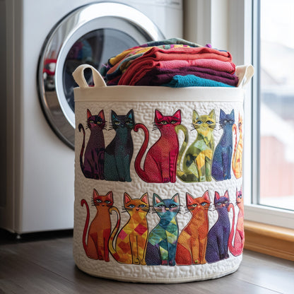The Playful Cat Quilted Laundry Basket Tote 6247