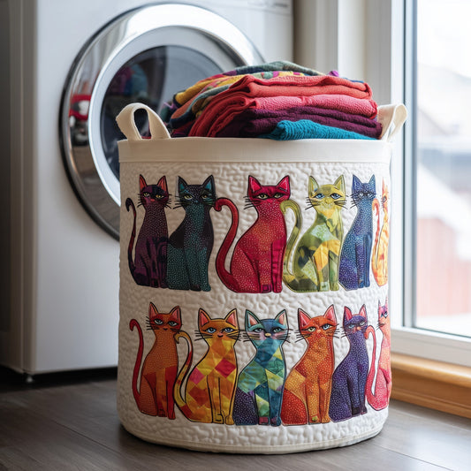 The Playful Cat Quilted Laundry Basket Tote 6247