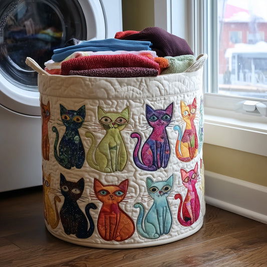 The Playful Cat Quilted Laundry Basket Tote 6249