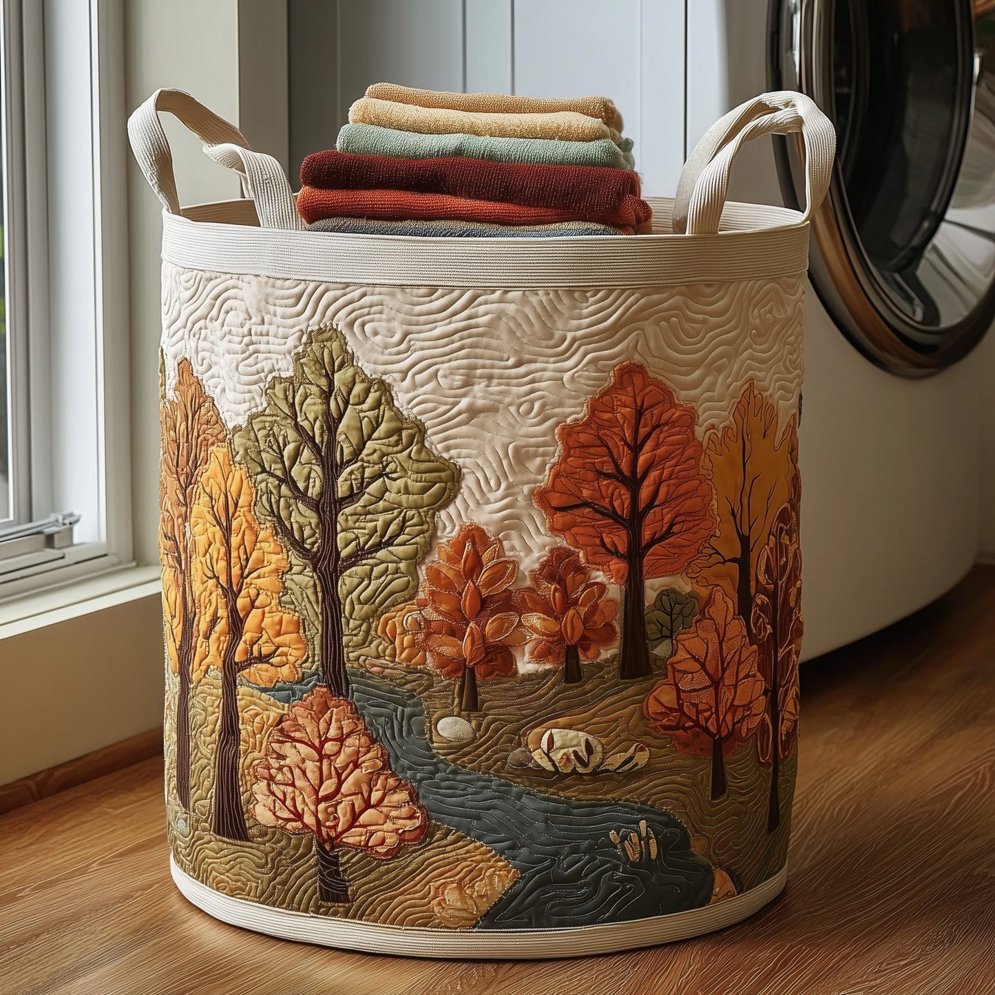 The Autumn Tree Quilted Laundry Basket Tote 6258