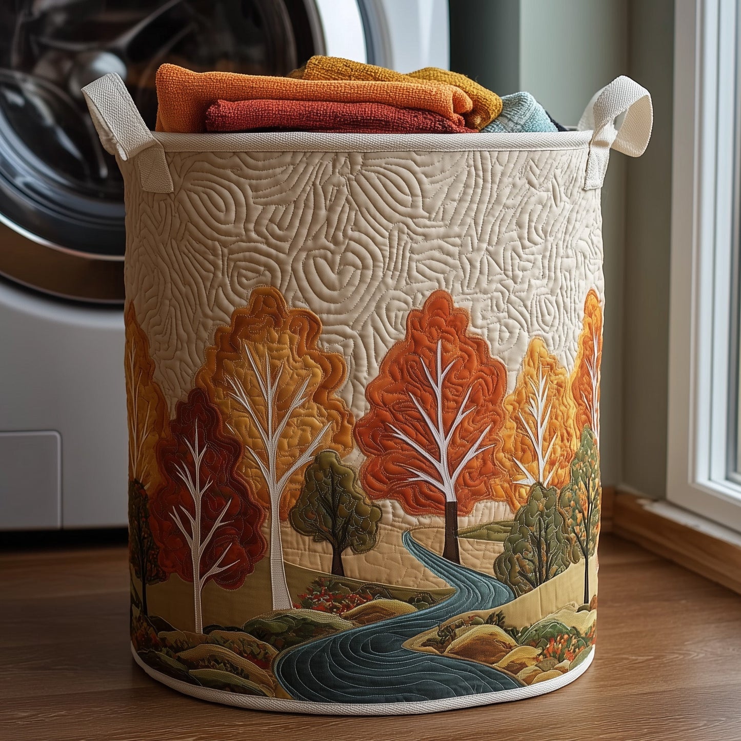 The Autumn Tree Quilted Laundry Basket Tote 6259