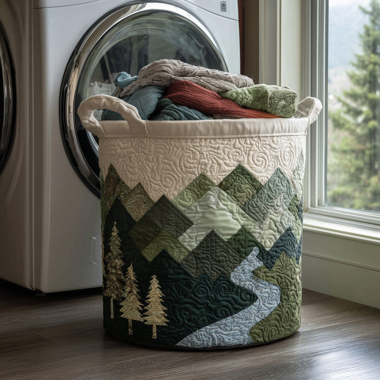The Misty Forest Quilted Laundry Basket Tote