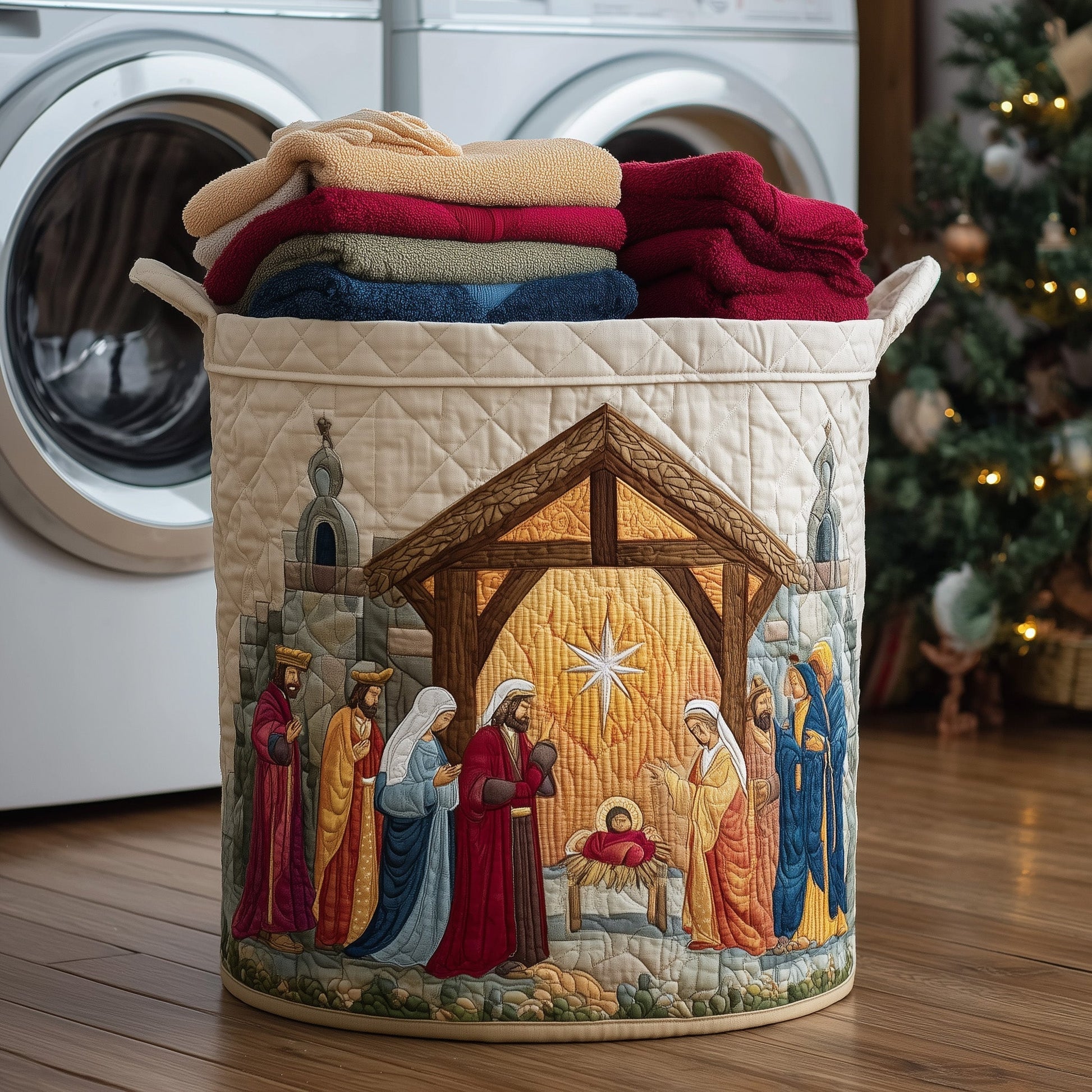 Nativity Scene Laundry Tote Bag