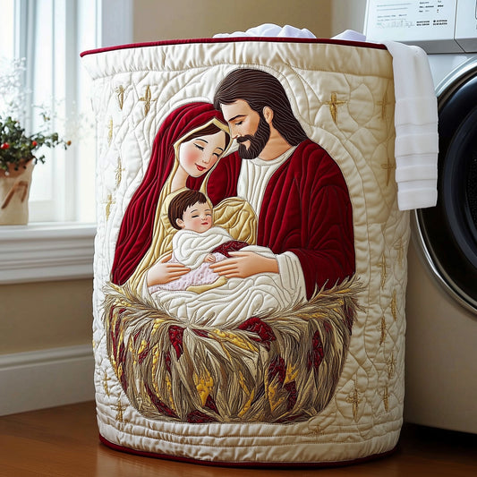 The Nativity Scene Quilted Laundry Basket Tote 6276