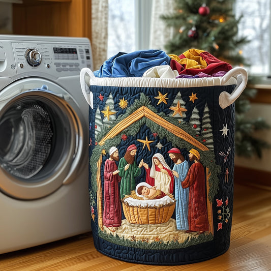 The Nativity Scene Quilted Laundry Basket Tote 6277