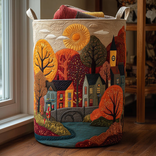 Autumn Town Laundry Quilted Tote