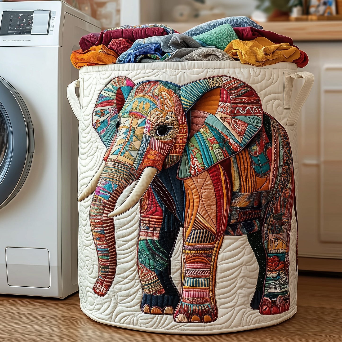 The Elephant Quilted Laundry Basket Tote 6284