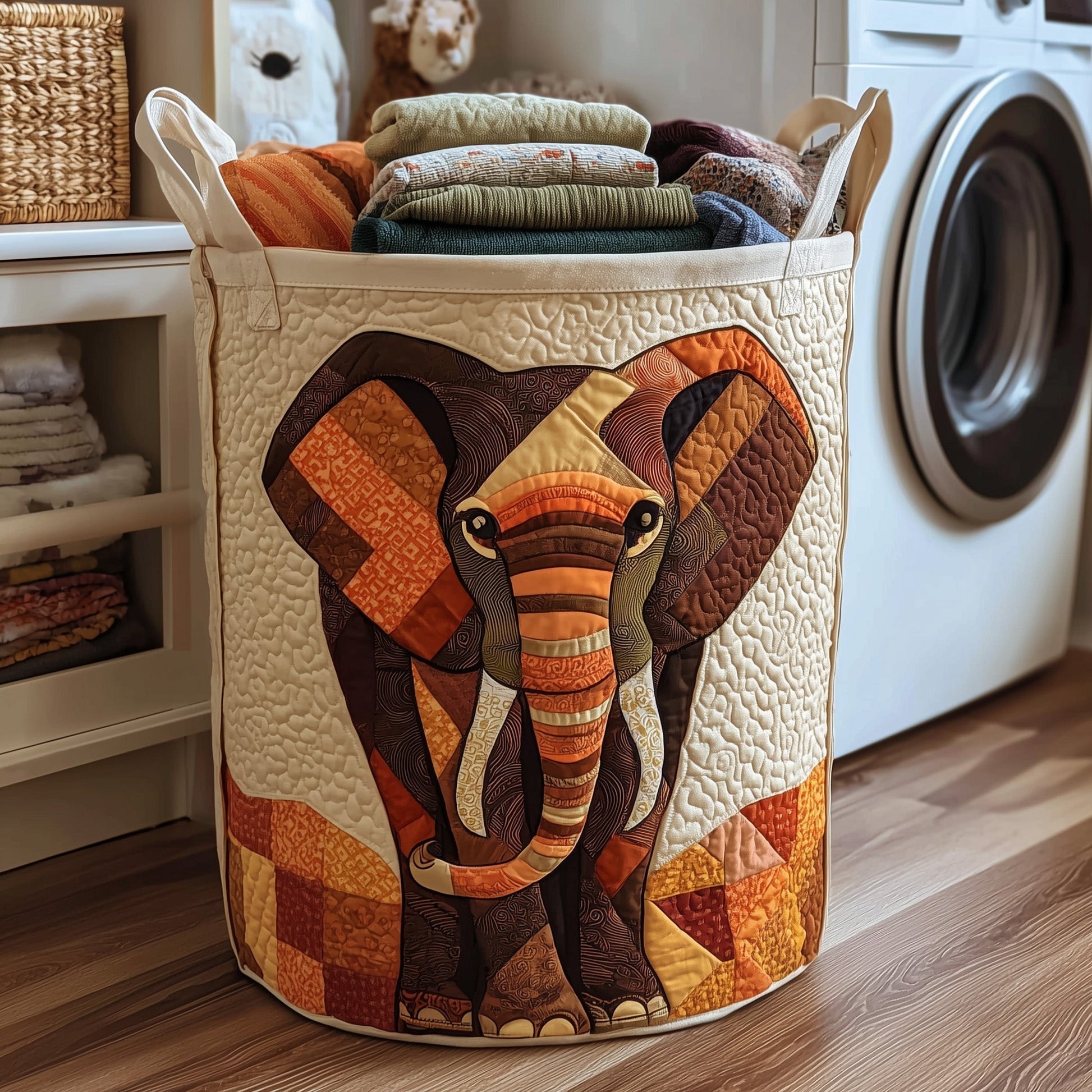 The Elephant Quilted Laundry Basket Tote 6286