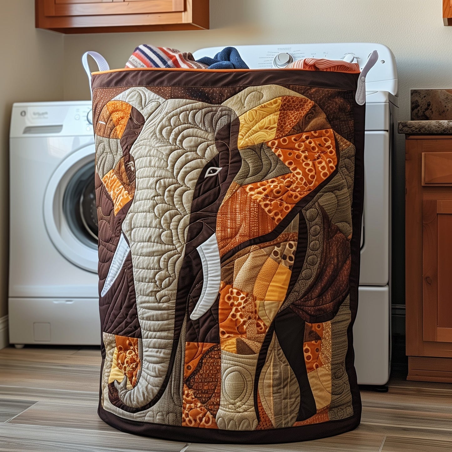The Elephant Quilted Laundry Basket Tote 6289