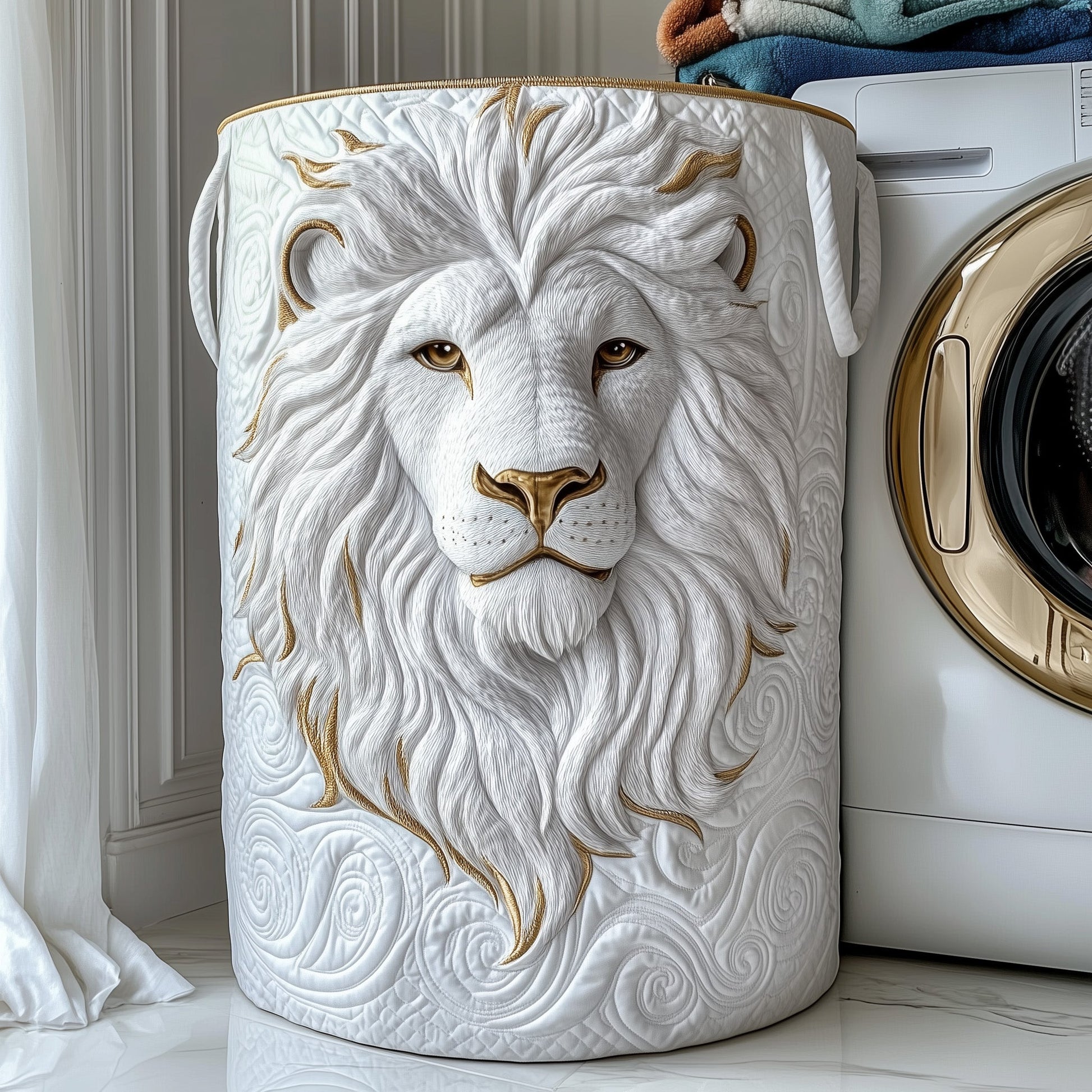 The Majesty Lion Quilted Laundry Basket Tote 6314