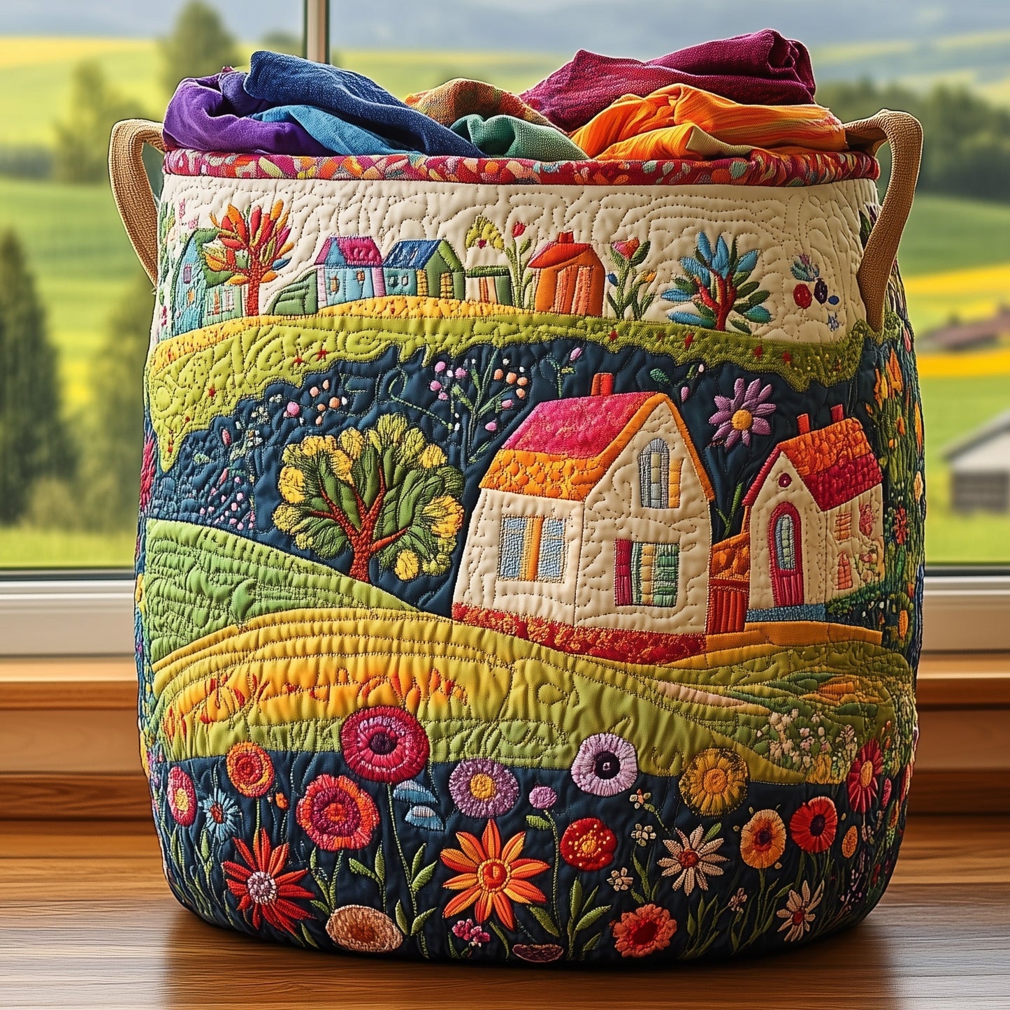 Sunny Village Laundry Quilted Tote