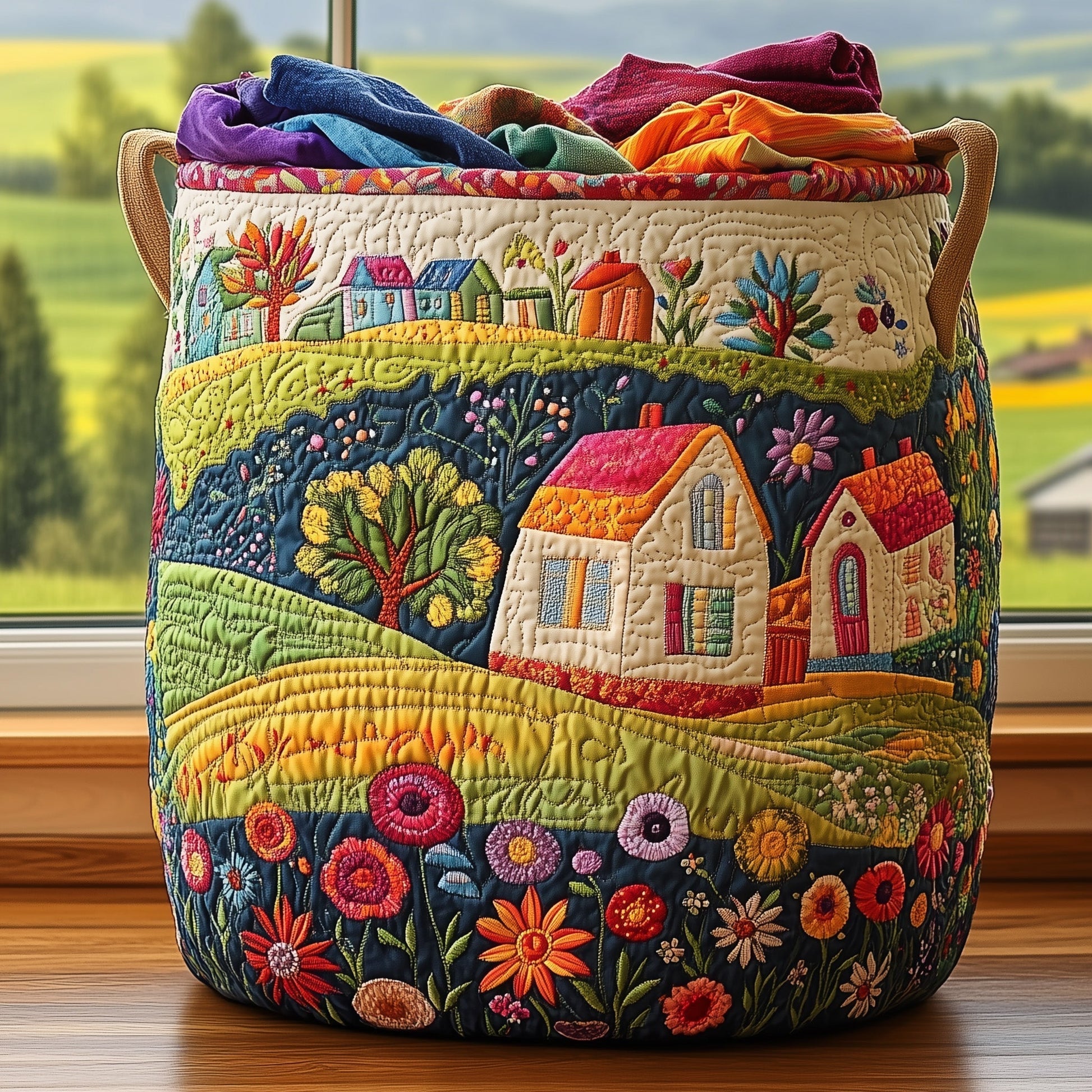 Sunny Village Laundry Quilted Tote