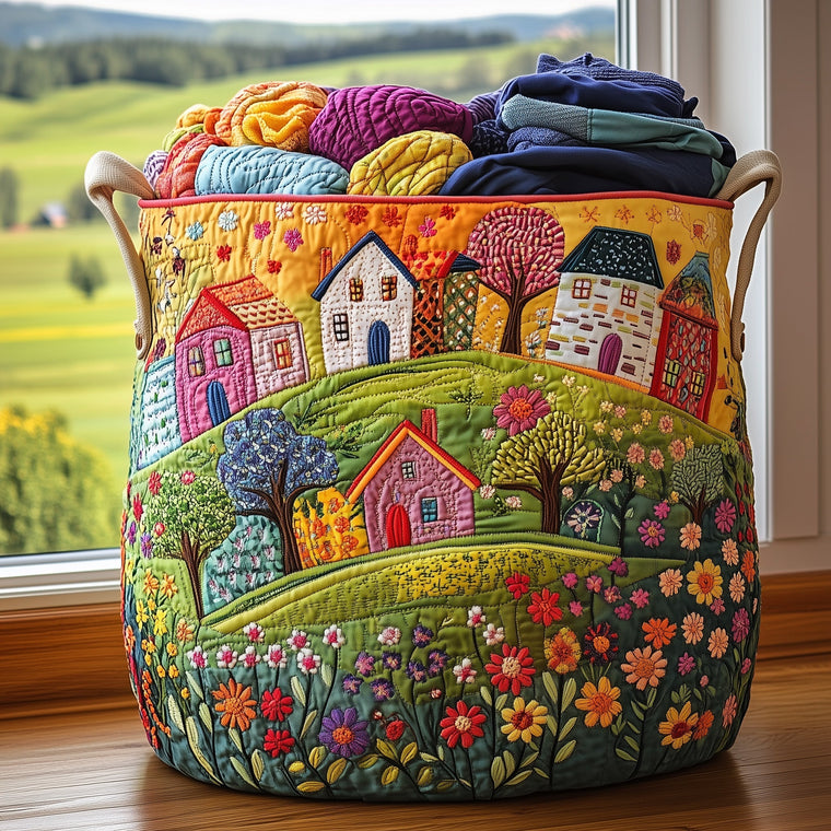 Spring Hillside Laundry Quilted Tote