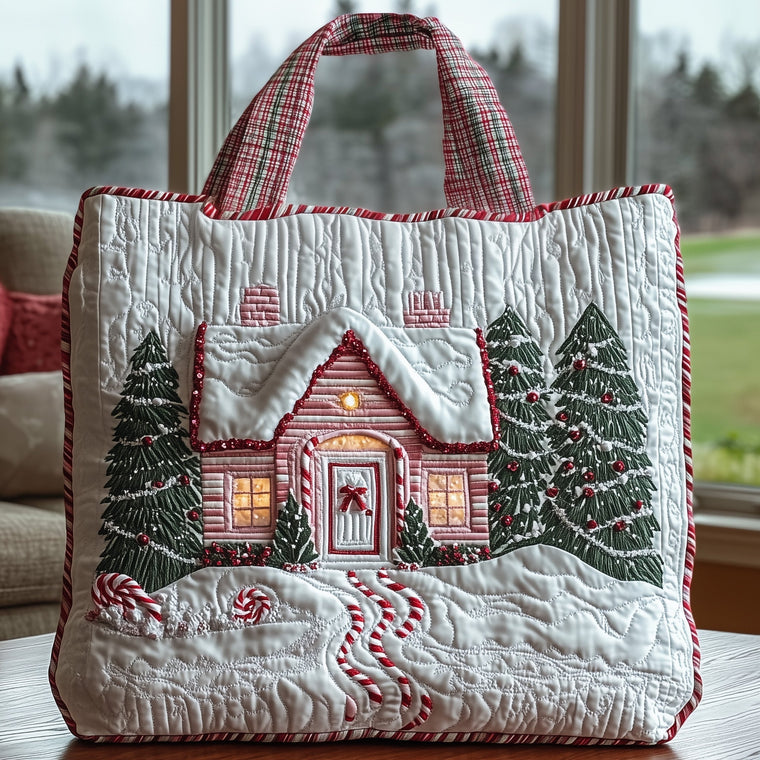 The Candy Cane Cabin Quilted Tote